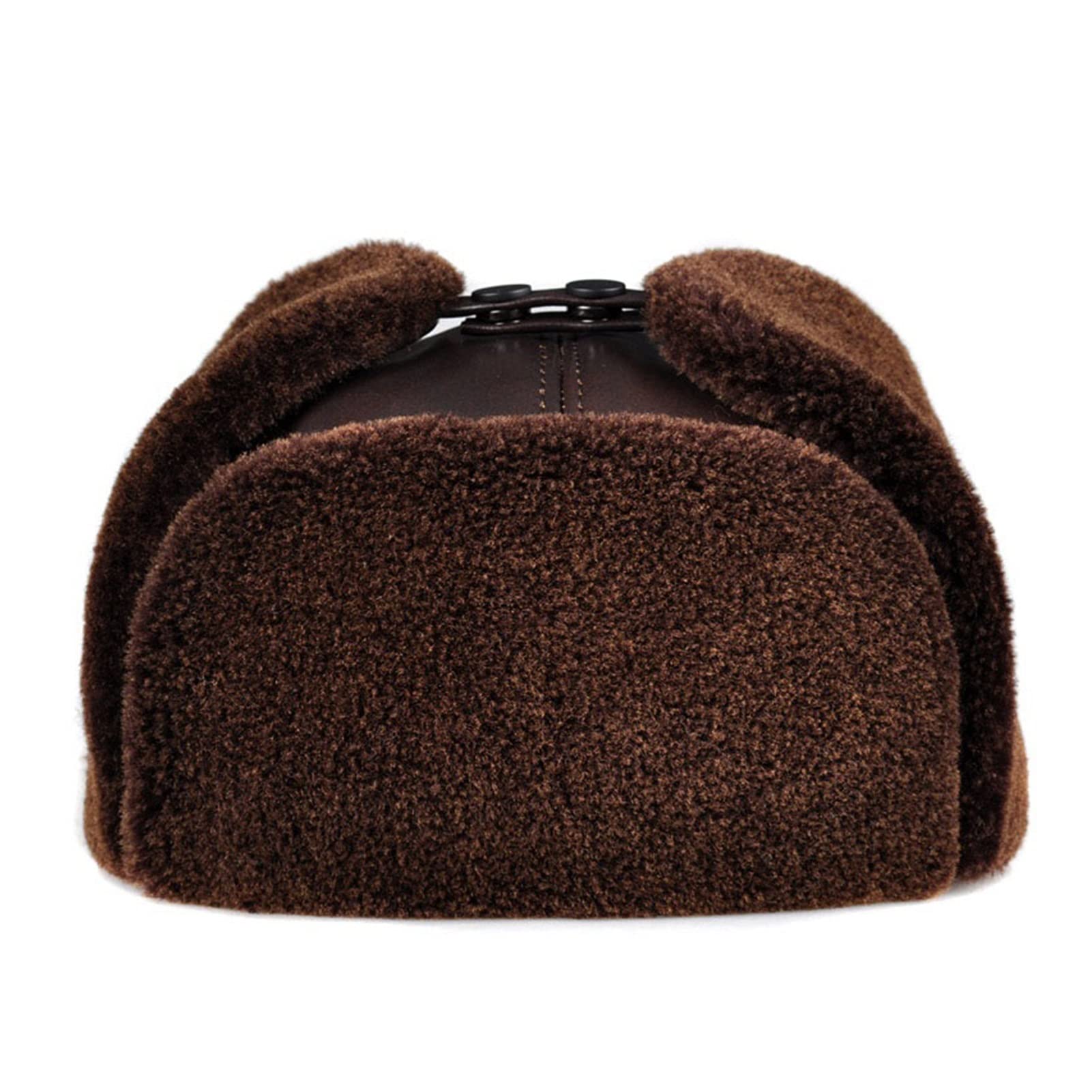 Oryginalne skórzane kapelusze bombowskie męskie z Earlflap rosyjski zima faux fu-r earmuffs caps brązowe czarne kolory