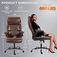 Vista 2 de Silla de oficina – Silla ergonómica de escritorio para computadora con respaldo alto con función mecedora y soporte lumbar, silla ejecutiva cómoda
