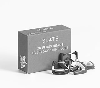 Slate Flosser Refills – 20-Pk Gray Thin Floss Heads | Reusable Woven Floss, PFAS-Free, Unwaxed Dental Floss | Fits Slate Electric Flosser w/Tongue Scraper & Gum Sweeps