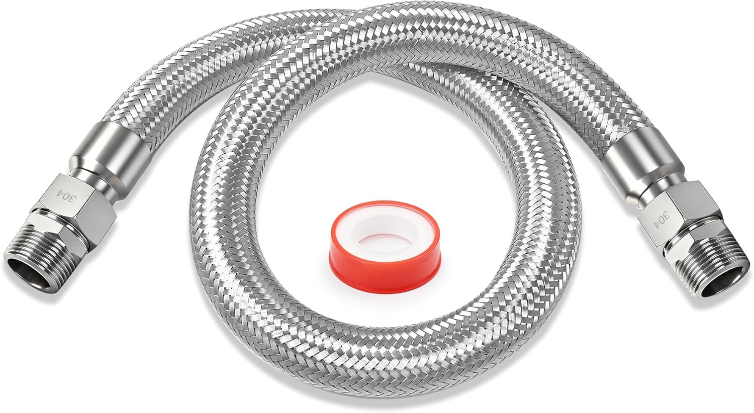 3/4" x 40" Air Compressor Jumper Hose – Corrugated Stainless Core, Braided Protective Sleeve, 870 PSI, 3/4" NPT Rotating Ends