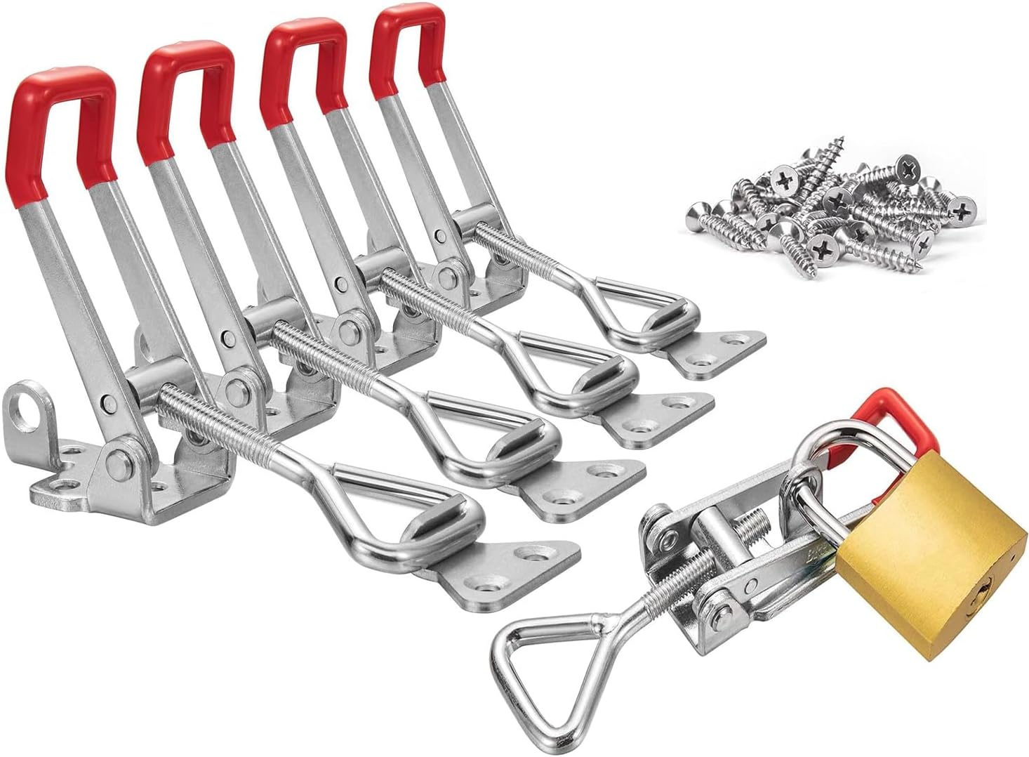 5 Pack Heavy Duty Adjustable Toggle Latch Clamp, 551Lbs Holding Capacity Quick Release Pull Latch for ToolBox Case, Industrial EquiIpment, Cabinet and Door, Include 24Pcs Screws