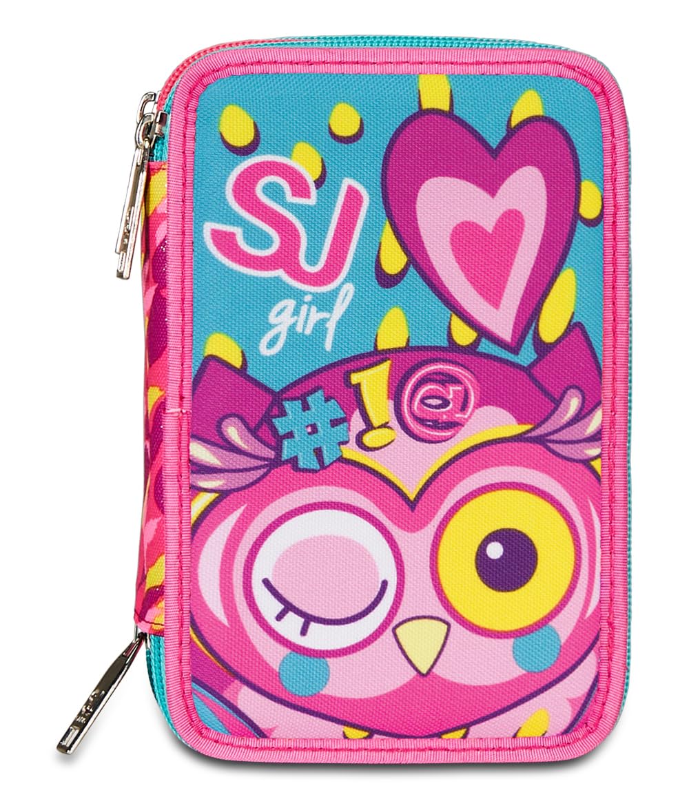 SJ GANG STYLE JAM GANG Cuccioli Da Sj Astuccio 3 Scomparti, Completo di matite, penne, Unisex - Bambini, Rosa, Taglia Unica