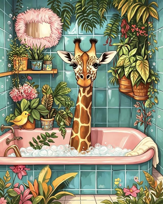 Paint by Numbers for Adults, Giraffe DIY Acrylic Canvas Painting Set