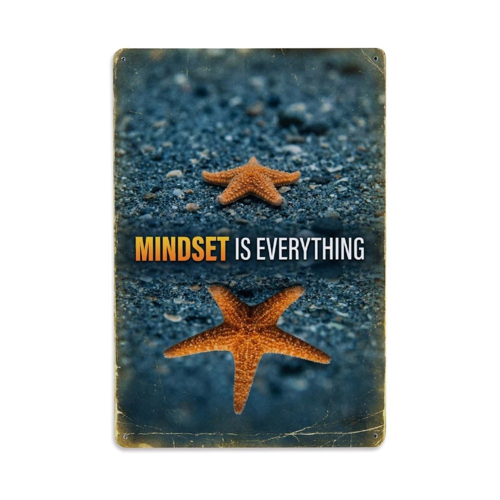 Olhnbad Style Starfish Marine Life Mindset Is Everything Quote Metal Tin Sign