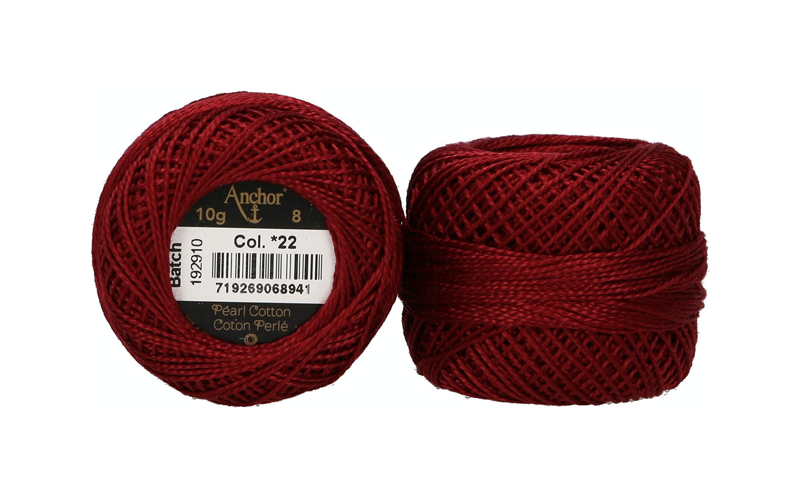 Anchor Embroidery Thread, 100% Cotton, Dark Red, Thickness 8, 82m, 16 — image 1