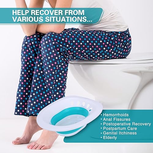 Miniatura 2 de Baño de asiento para hemorroides, baño de asiento para cuidado posparto, baño plegable para asiento de inodoro, artículos esenciales posparto,