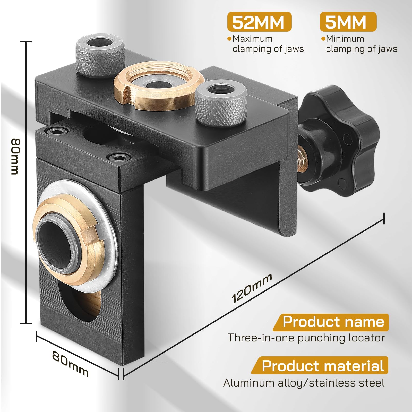 kit de plantilla de clavija 3 en 1 Kit de plantillas de orificio de bolsillo 8/10/15 mm con clip de posicionamiento Guía de perforación ajustable Puncher Localizador