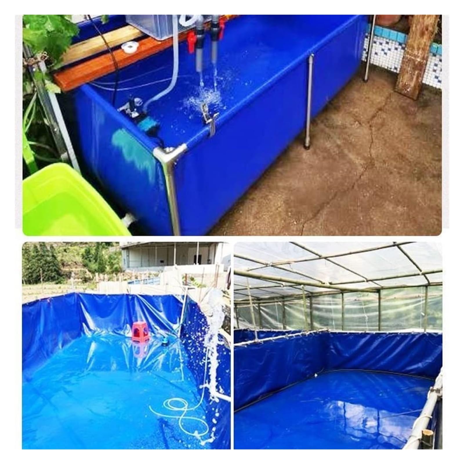 Serbatoio portatile per laghetti per pesci, in tela resistente, per allevamento di carpe koi, piscina per irrigazione da giardino, 0,8 x 1,5 x 0,5 m