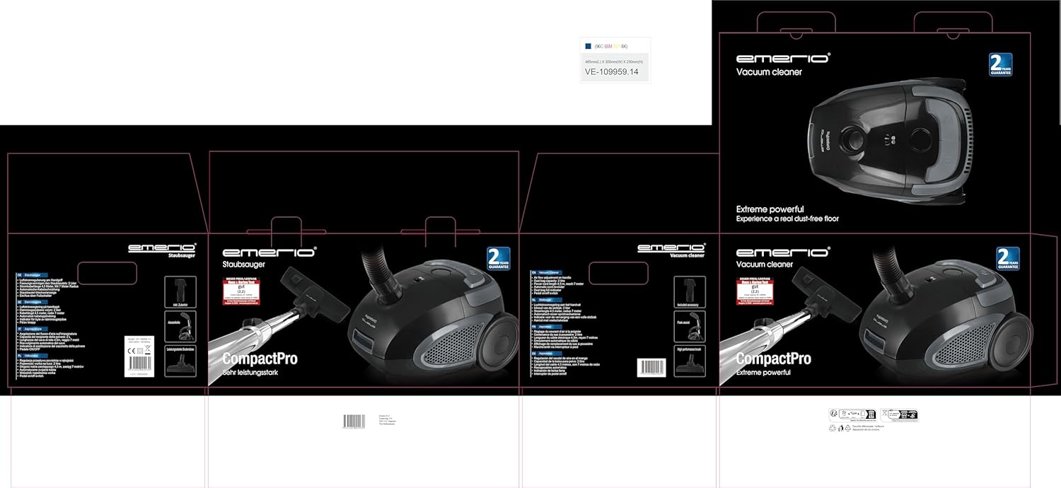Emerio Vacuum Cleaner accessories including floor nozzle and combination brush