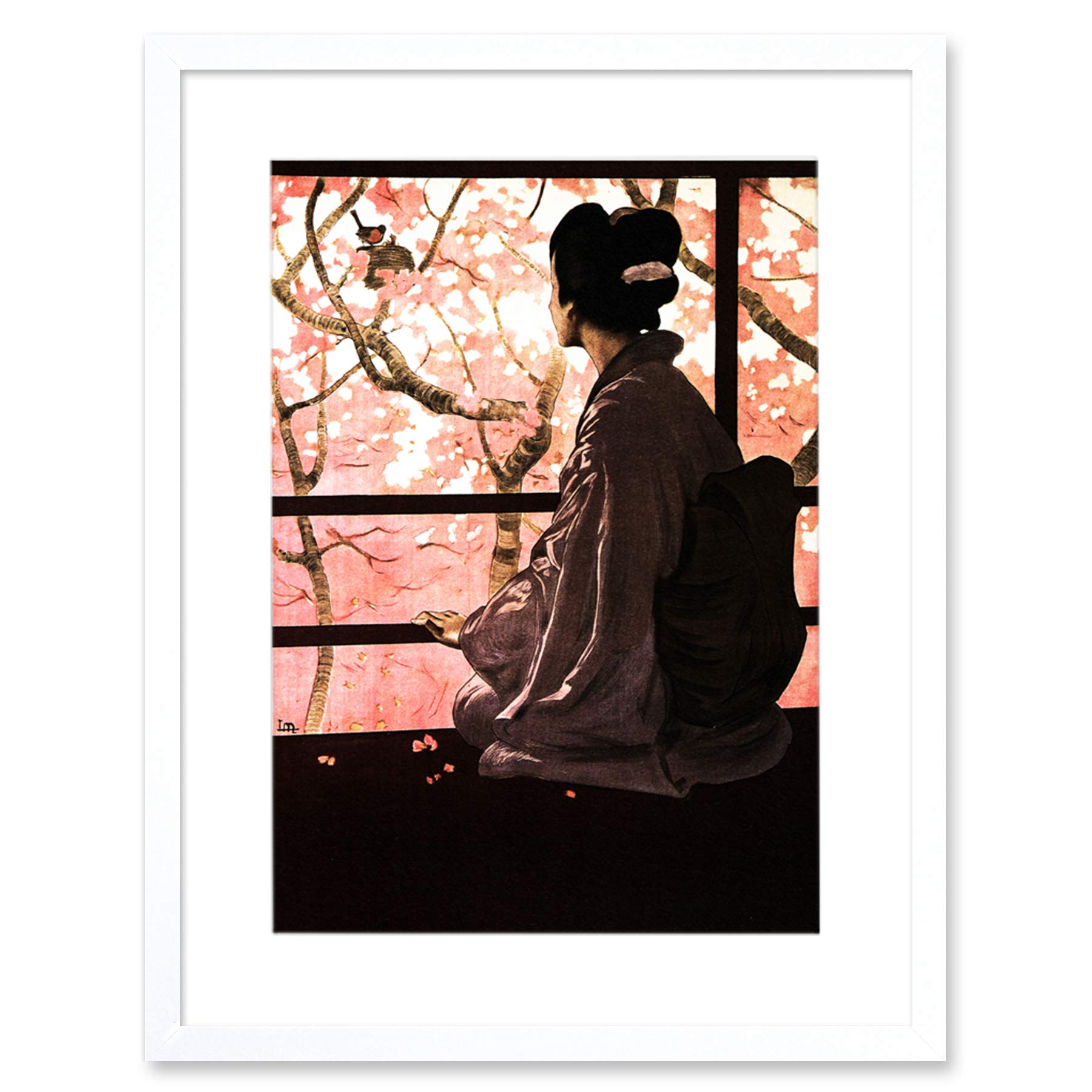 Wee Blue Coo Opera Madame Butterfly Japanese Artwork Framed Wall Art Print 12X16 Inch