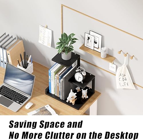 Miniatura 4 de Gannyfer Organizador de Estante de Escritorio - Estante de Escritorio de Madera, Hutch de Escritorio Independiente Decoración de Oficina, Estante de