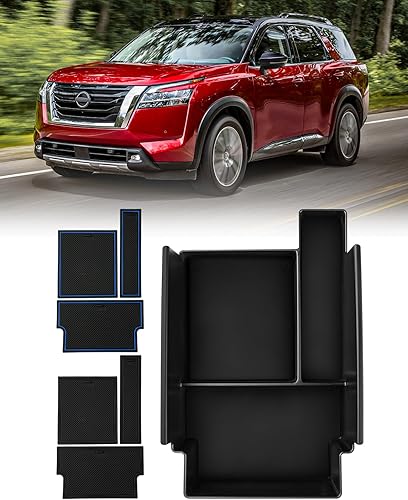 FIILINES Organizador de consola central para Nissan Pathfinder 2022-2026, bandeja de consola central, caja de almacenamiento de reposabrazos