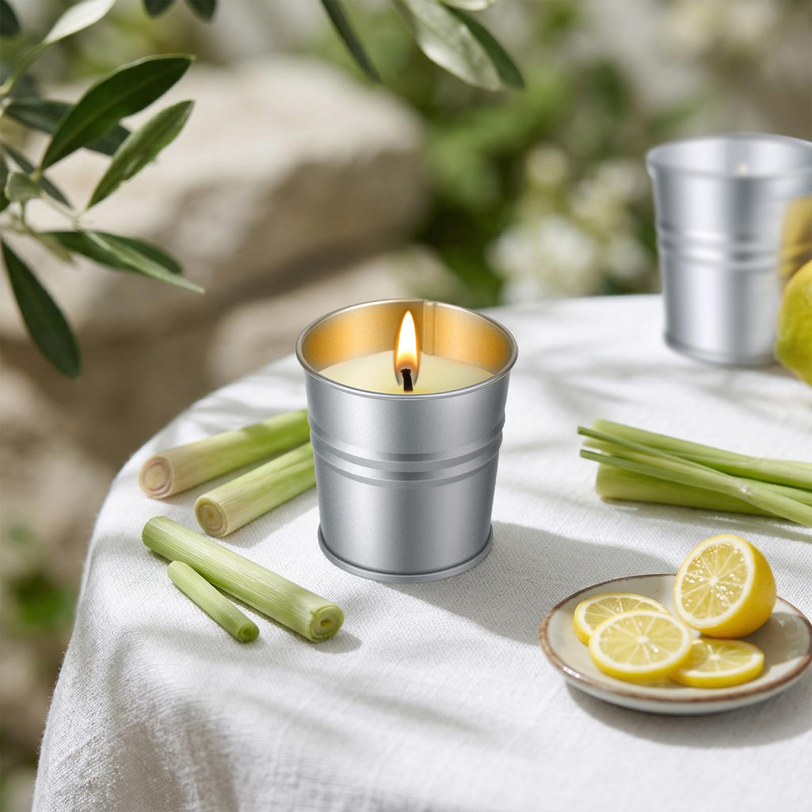 12 Stück Citronella Kerzen Outdoor, Citronella Kerze mit Sojawachs, Duftkerzen für Garten, Balkon, Picknick, Camping, Terrasse, Drinnen, Brenndauer Bis zu Ca. 240 Stunden