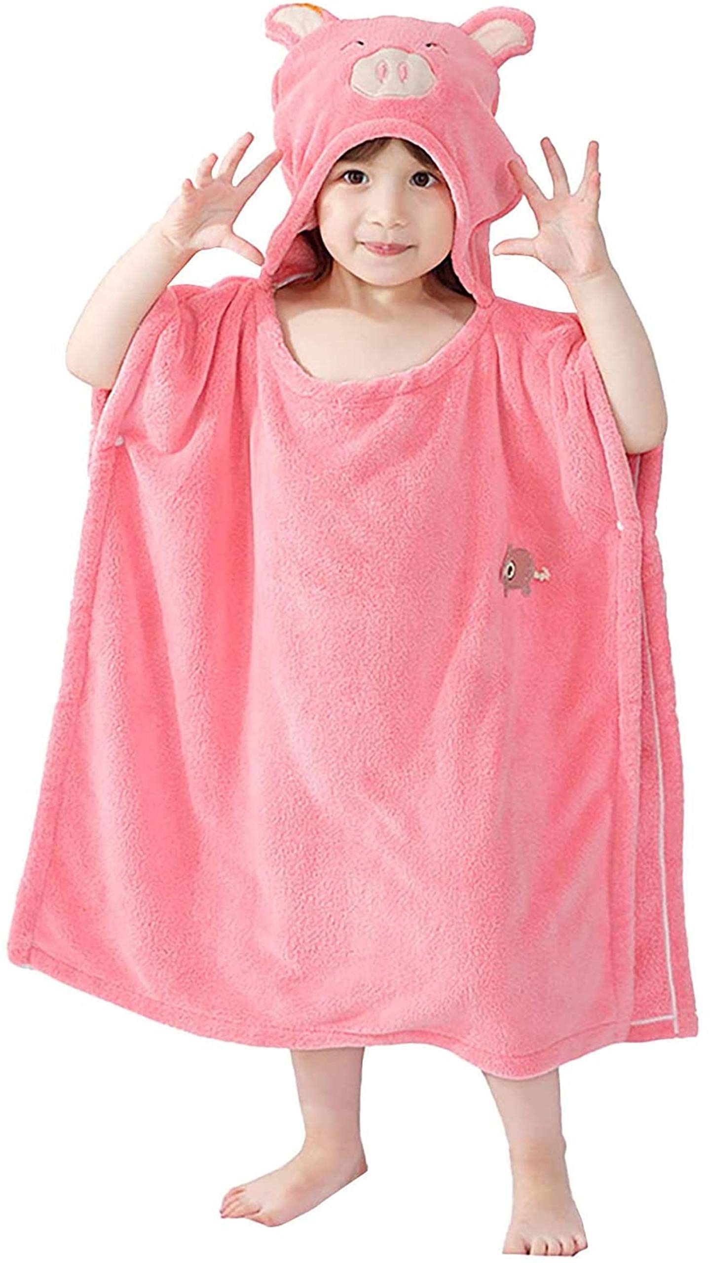 Serviette de bain enfant avec chapeau grand format rose