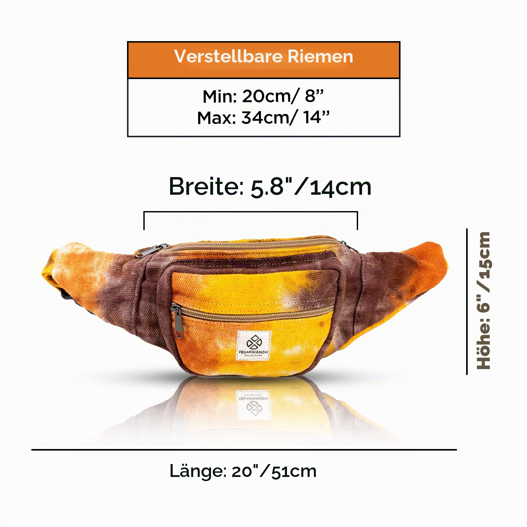 Freakmandu Unisex Hanf Gürteltasche – Fanny Packs, Hüftgürteltasche zum Umhängen, Boho Hippie Stil, Handgefertigte Hüfttaschen für Wandern, Laufen, Joggen, Männer und Frauen, Fall Trip