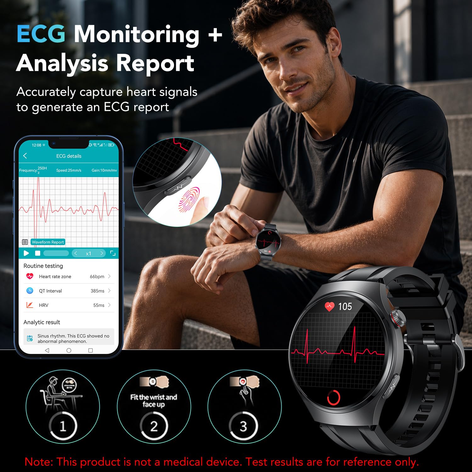 Smartwatch Herren EKG+𝐇𝐑𝐕 Blutdruck Herzfrequenz: Smart Watches Uhr Schwarz 1,43" Rund AMOLED Gesundheitsuhr 𝐄𝐂𝐆 Armbanduhr Wasserdicht Schrittzähler Telefonfunktion Fitnessuhr Uhren Android iOS