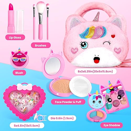 Miniatura 58 de ULOVEME - Kit de maquillaje real para niñas pequeñas, juguete de maquillaje real, no tóxico, lavable, regalo de cumpleaños para niñas de 3, 4, 5, 6