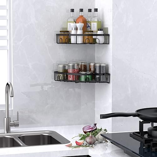 Miniatura 2 de Organizador de esquina para ducha, paquete de 2 estantes organizadores adhesivos para baño, ducha, sin perforaciones, a prueba de óxido, para montar