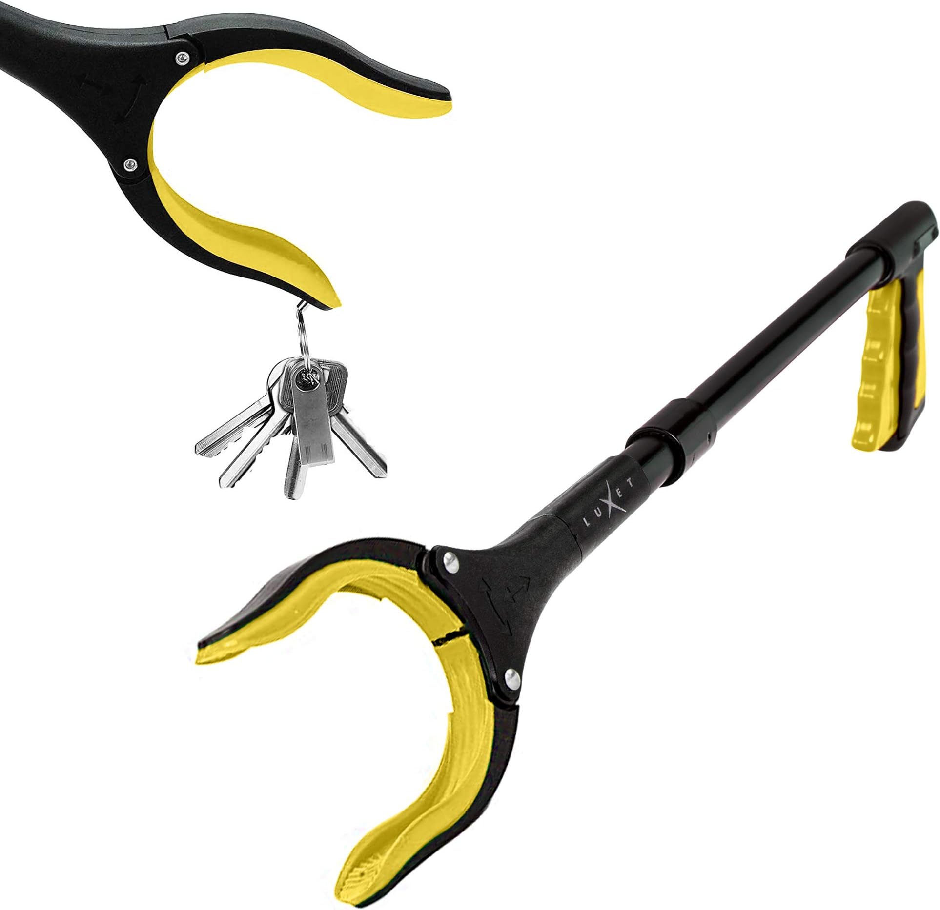 Grabber Reacher Tool 19 Inch Long, Foldable Pick Up Stick - Strong Grip Magnetic Tip - Heavy Duty Trash Picker Claw Reacher Grabber Tool Elderly Wheelchair Mobility Aid (Yellow)