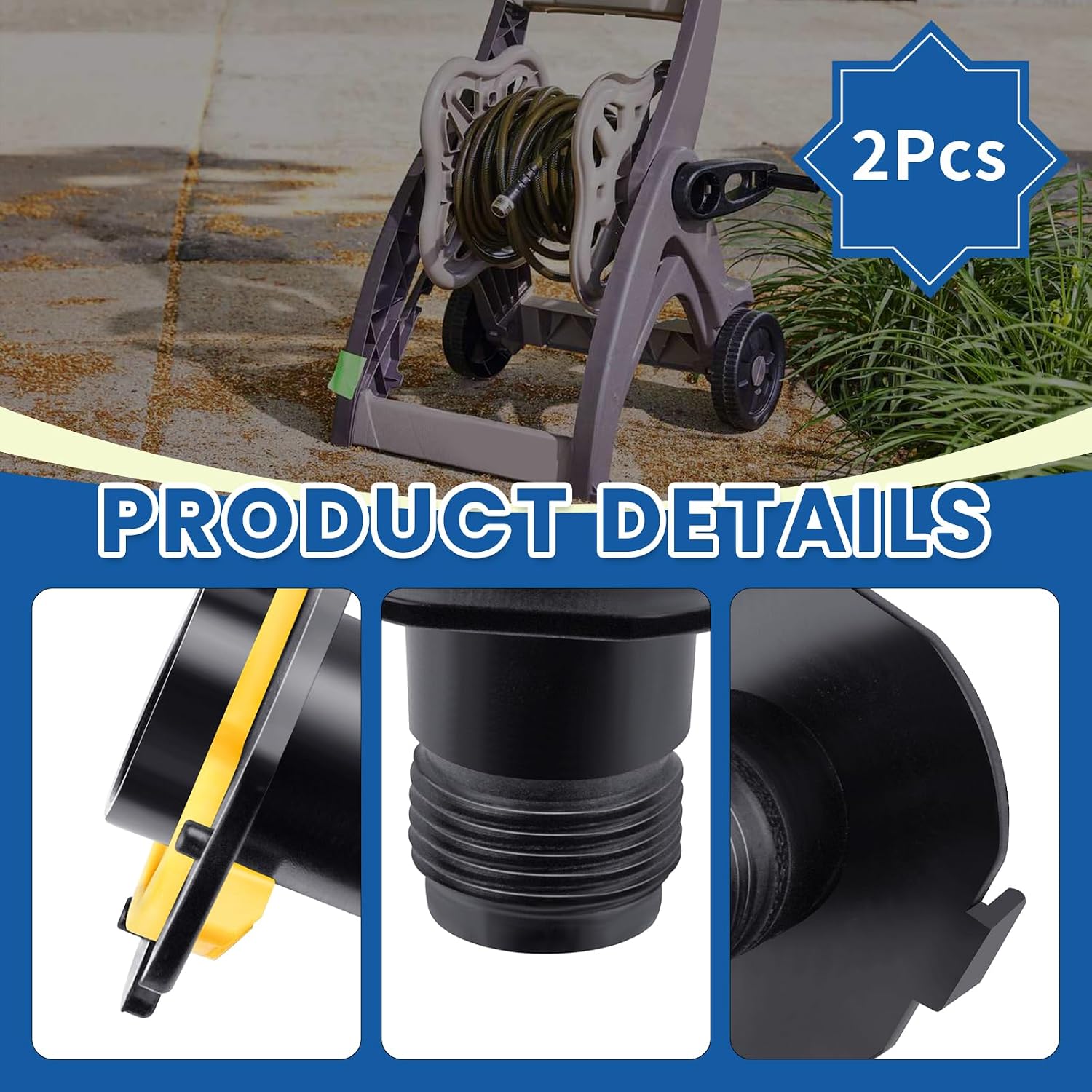 2Pcs Hose Reel Connector with Yellow Retainer Clip Part Compatible with S-uncast Model Hose Reels (2)