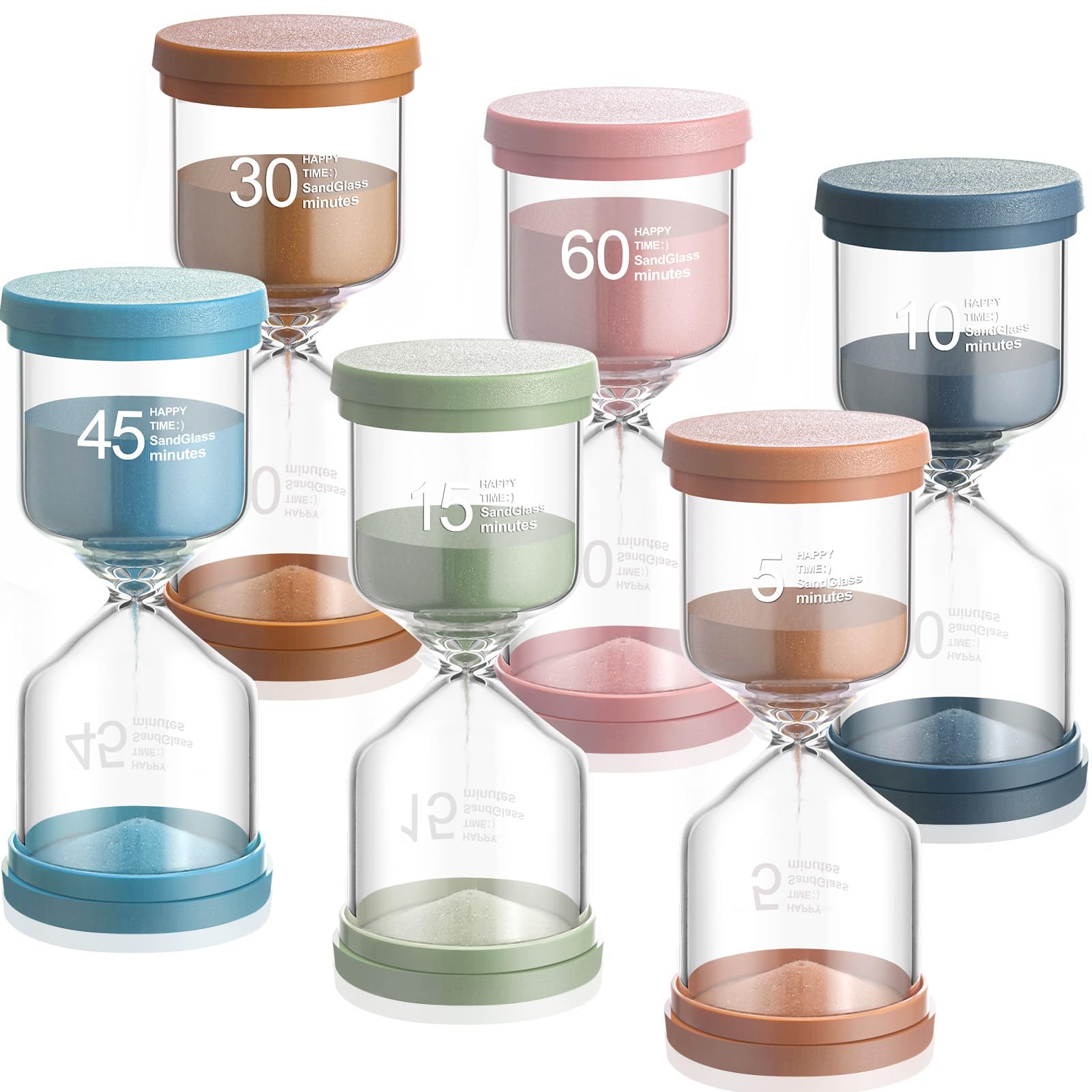 6 Pack Colorful Hourglass Set Sand Timers Clock Egg Timers for Office Home Play Time Brushing Teeth Cooking Reading Graduation Classroom Decoration(Mocha Mousse Color,Large)