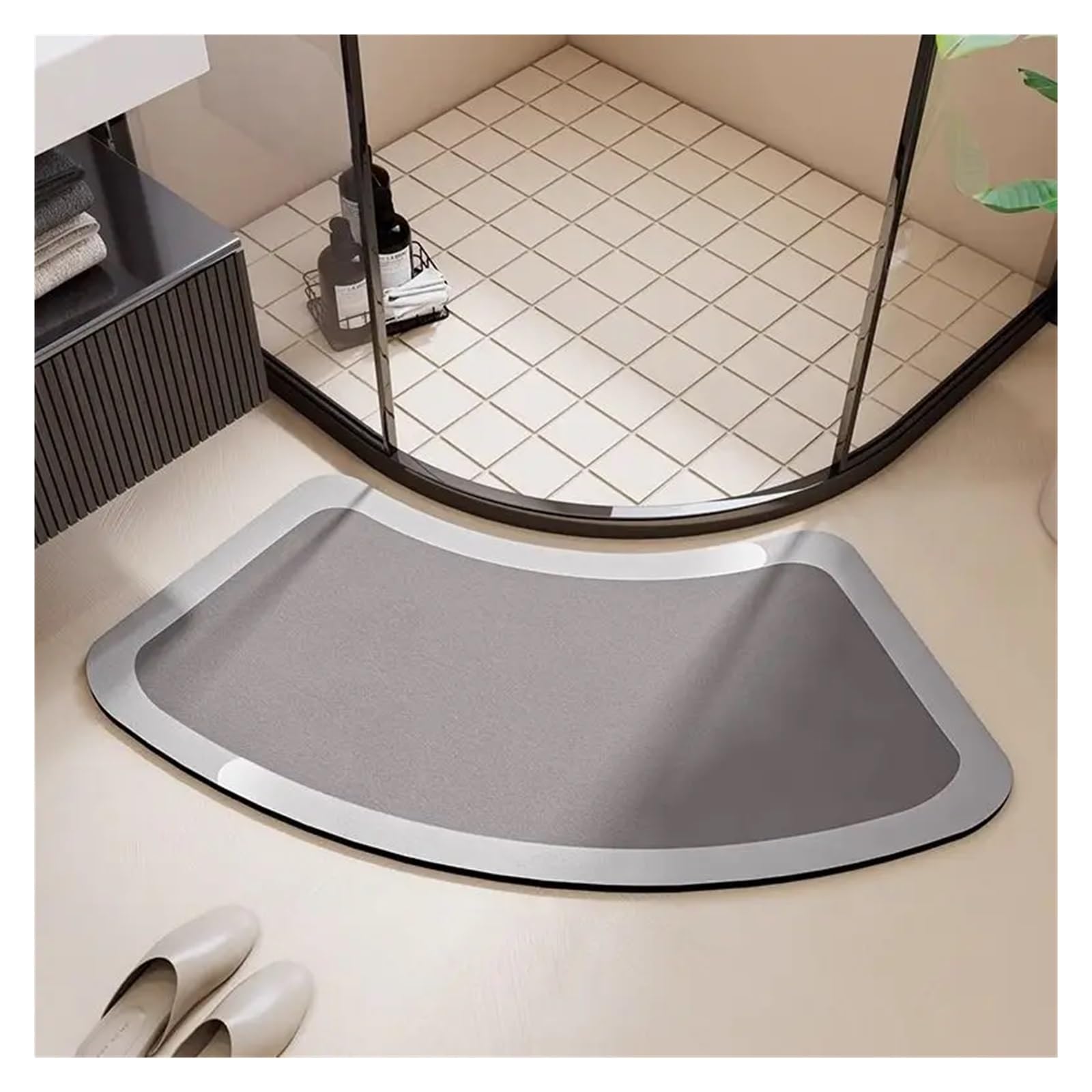Alfombrilla for Suelo de baño, Alfombrilla for pies con Forma Abanico diatomeas Que Absorbe el Agua, Almohadilla Antideslizante for Puerta Cuarto y Ducha(01,50x90cm-A)