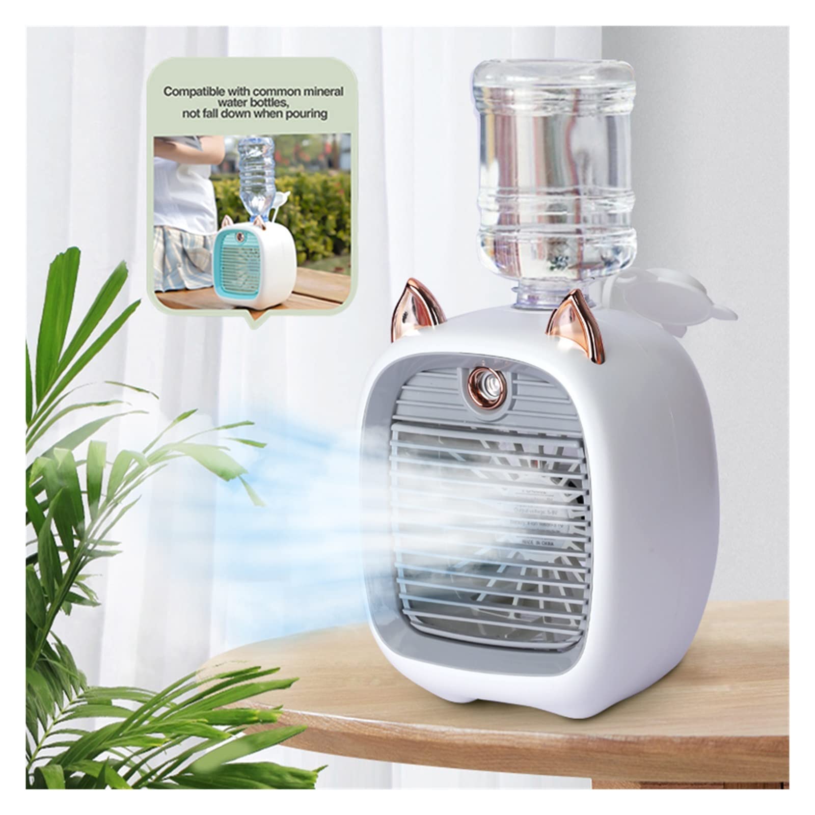 Mini Aire Acondicionado de 2400 mAh, Ventilador de Escritorio portátil, humidificador, purificador, 3 velocidades, 2 Modos, pulverizador, Mesa USB, Coche, hogar, Camping, Viajes, Comodidad,