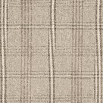 Natural Brown Stain Resistant Performance Pet Friendly Plaid Woven Pattern Upholstery Fabric by The Yard - SKU Kevin Beachwood