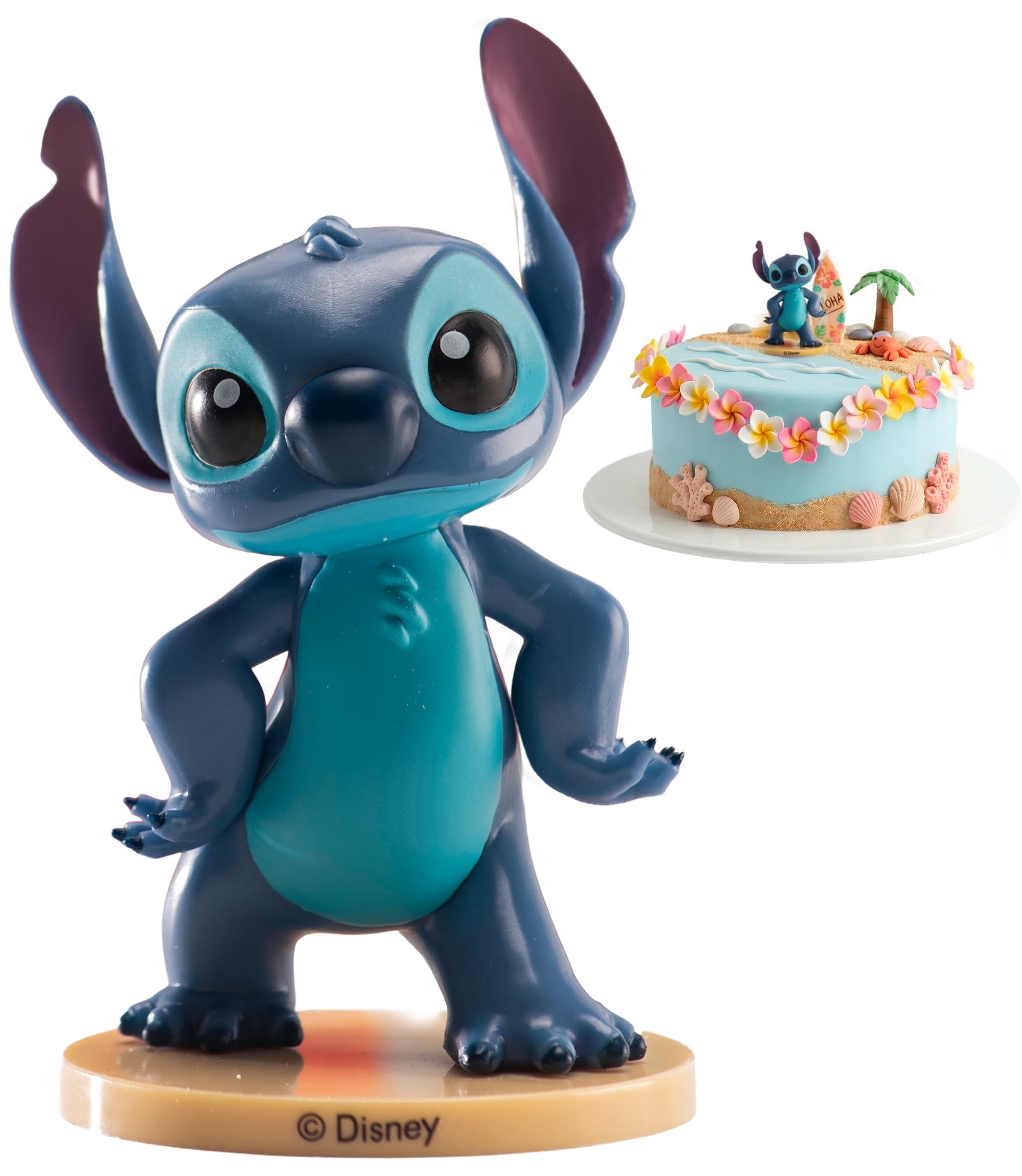 dekora – Stitch Cake Topper Figure 9 cm, Stitch Birthday Decorations for Kids, Disney PVC Cake Decoration for Birthday Cakes, Food Contact Safe