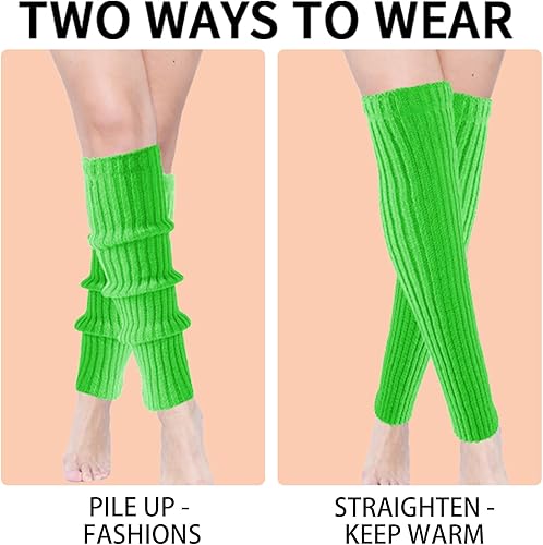 Miniatura 3 de Buauty Calentadores de piernas para mujer, traje de los años 80 y 90, calcetines de pierna acanalados de neón a la moda, accesorios de neón Y2K,