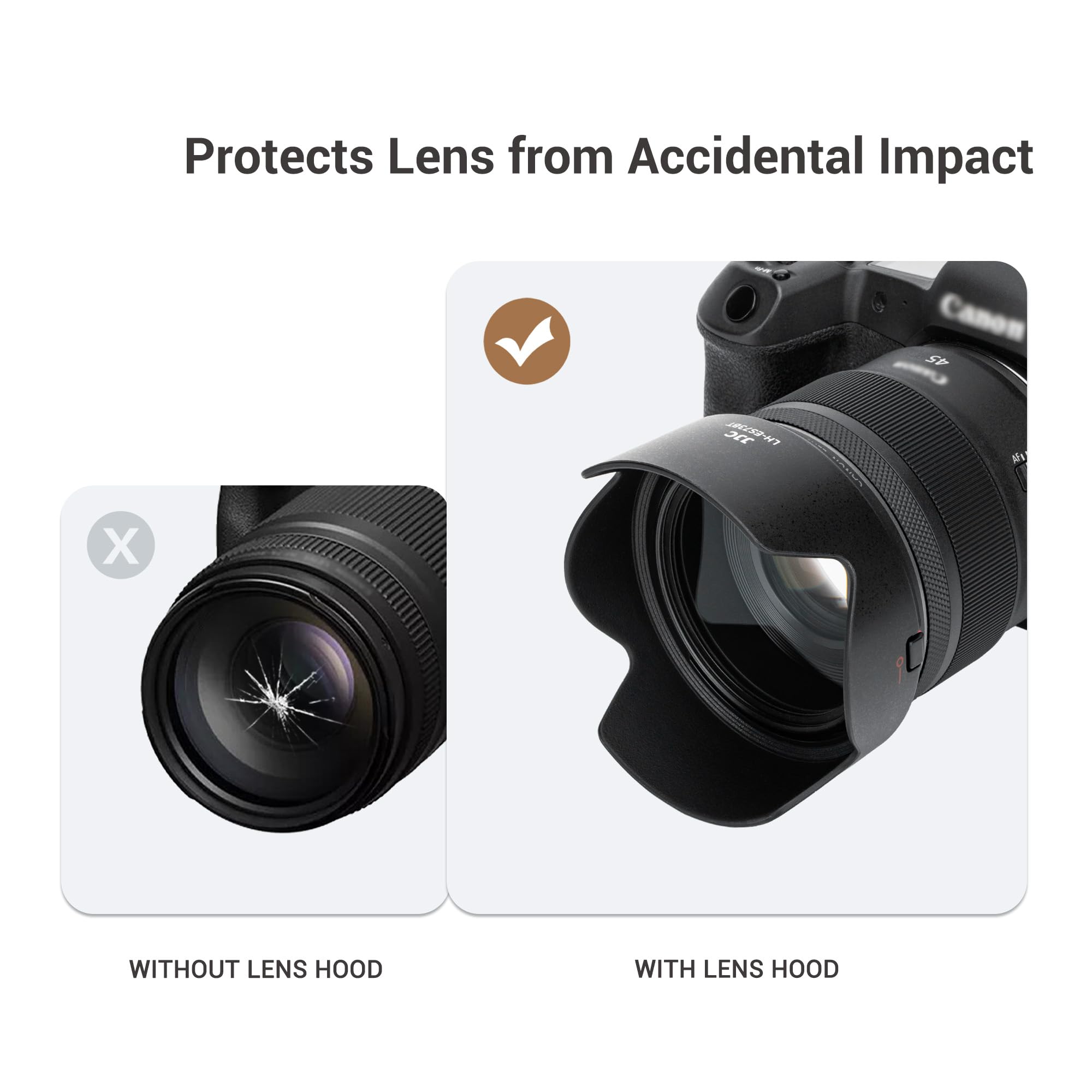 JJC ES73B - Paraluce a tulipano a baionetta compatibile con obiettivo Canon RF 45 mm F1.2 STM, paraluce reversibile sostituisce il paraluce Canon ES-73B