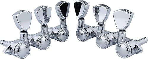 Vista 3 de Guyker Afinadores de bloqueo de guitarra (3L + 3R Handed) – Modelos 1:21 de bloqueo trasero, clavijas de afinación de cuerdas, cabezal de máquina