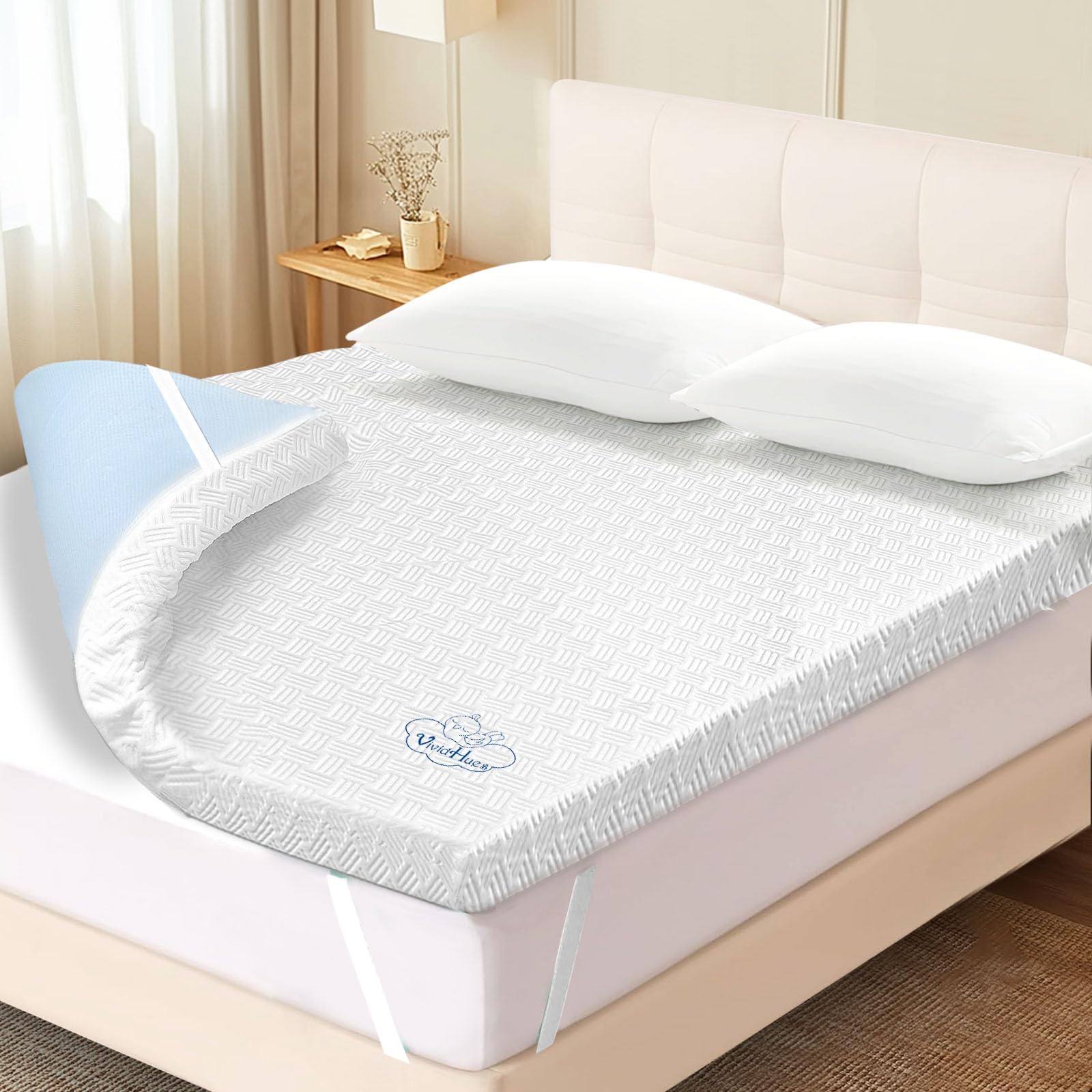 Mattress Topper Single Bed - Dual-layer Memory Foam Mattress Toppers with Machine Washable...