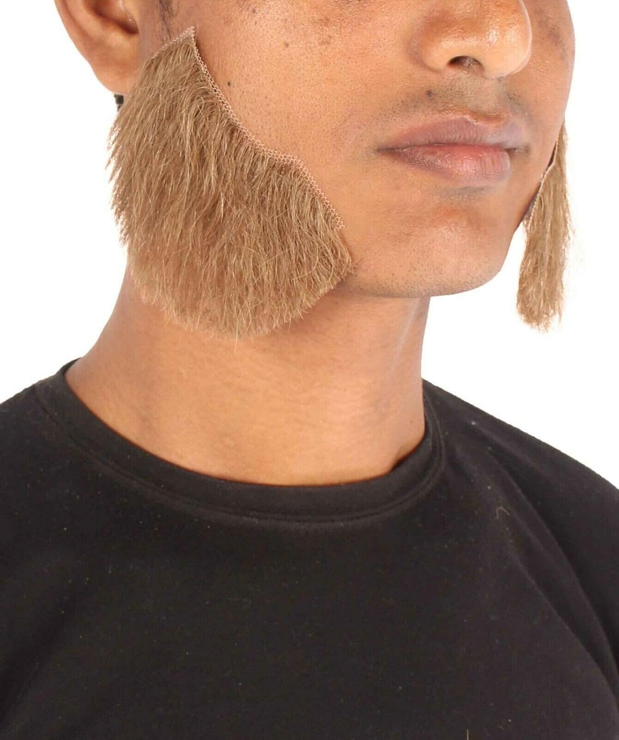 HPO Men's Lt. Brown Mutton Chops Sideburns Beard, Human Facial Hair for Cosplay, Flame-retardant Synthetic Fiber