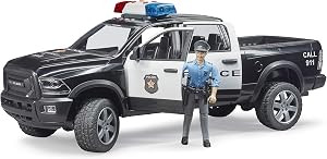 bruder 02505 – RAM 2500 Polizei Pickup con policía y módulo de luz y sonido – 1:16 Vehículo, Vehículo de emergencia, Juguetes