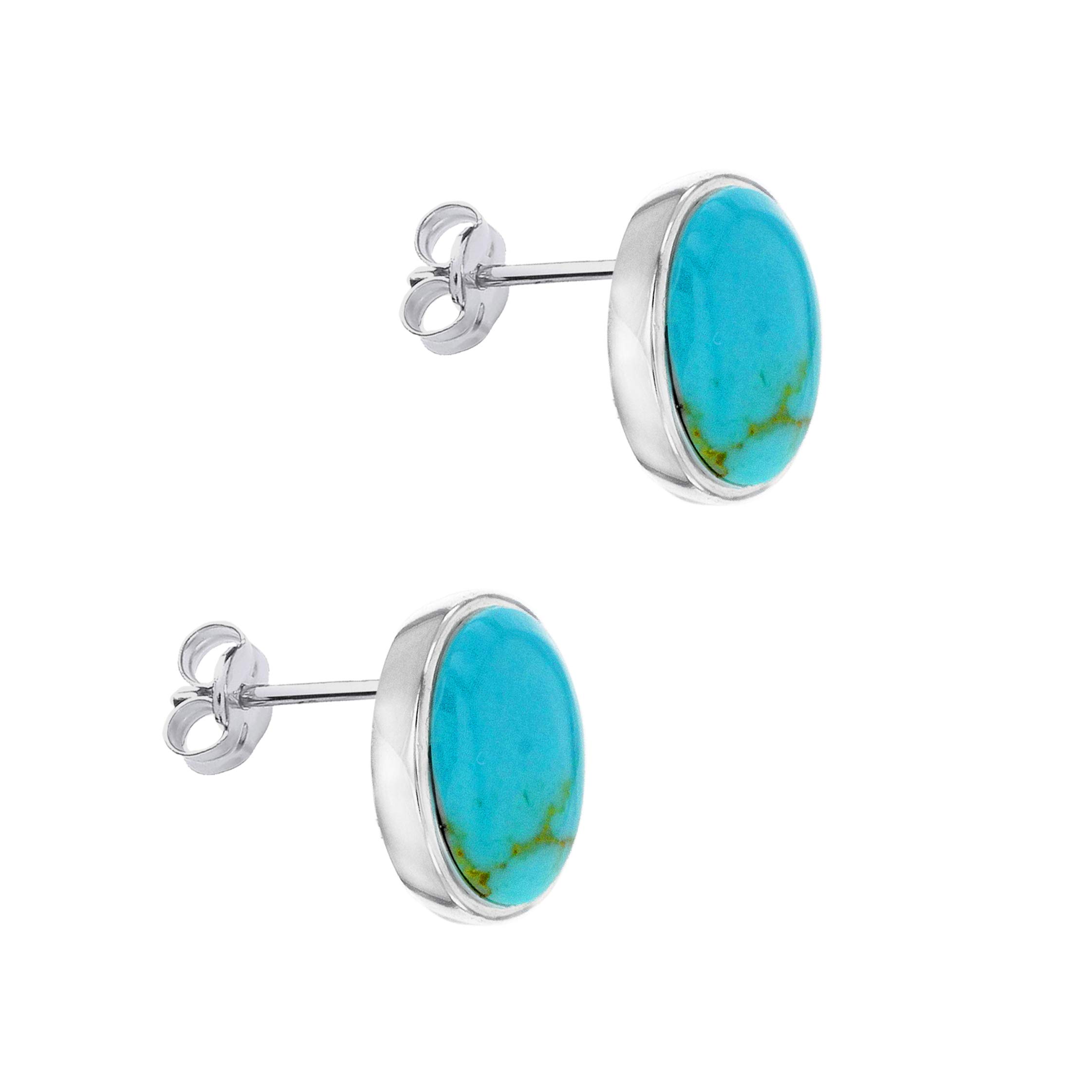 Tuscany Silver Orecchini a lobo ovali 6 x 10 mm con turchese in argento sterling per donna