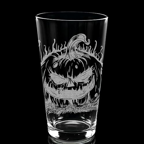 JACK O LANTERN Engraved Beer Pint Glass Halloween Scary Pumpkin Carving Spooky Horror Great Drinking Gift Idea!