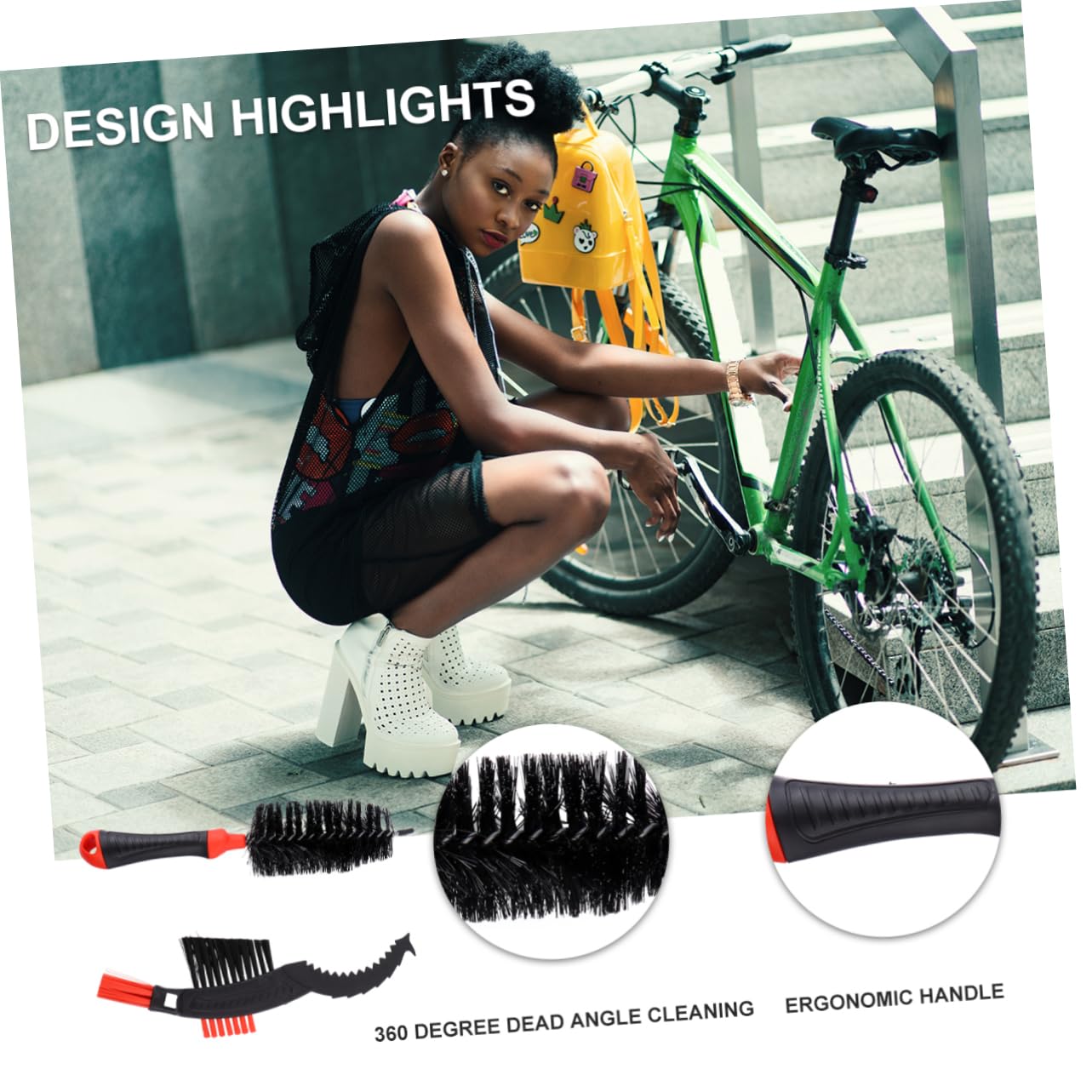 VANZACK 4pcs Bike Chain Cleaner Brush Ergonomic Scrubber Tool for Bike Chain Cleaning and Easy to Use