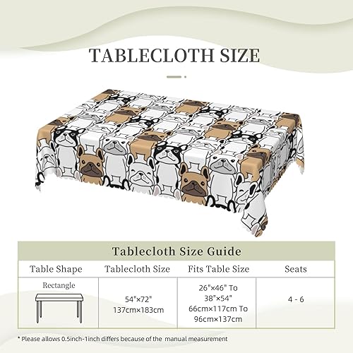Miniatura 5 de Aimeryup Mantel rectangular de dibujos animados para perros, mantel rectangular impermeable para mesas rectangulares de 6 pies, manteles de mesa