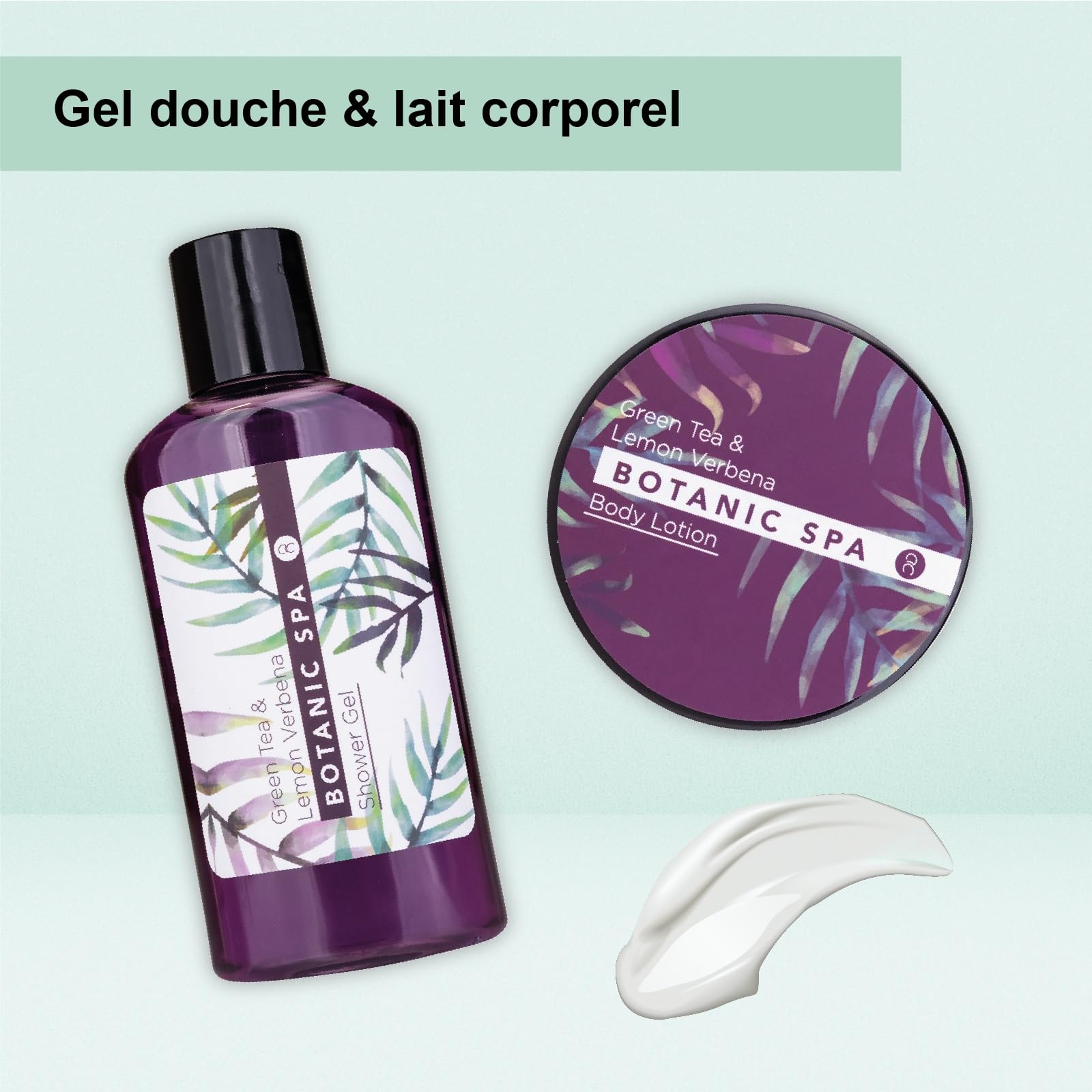 Accentra - Set de bain femme Botanic SPA dans corbeille - Kit soins 4 pcs avec gel douche, sel de bain, lotion pour corps & éponge maillée - Ensemble cadeau Wellness pour anniversaire, Saint-Valentin
