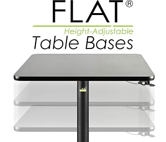 FLAT Self-Stabilizing KX22 Table Base Height-Ajustable | Ideal for Small Tabletops, Square Table Tops Up to 24, Round Table Tops Up to 26