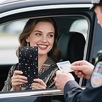 Vista 2 de Soporte para documentos de registro y seguro de automóvil, organizador de cuero con diamantes de imitación, organizador de guanteras de vehículo