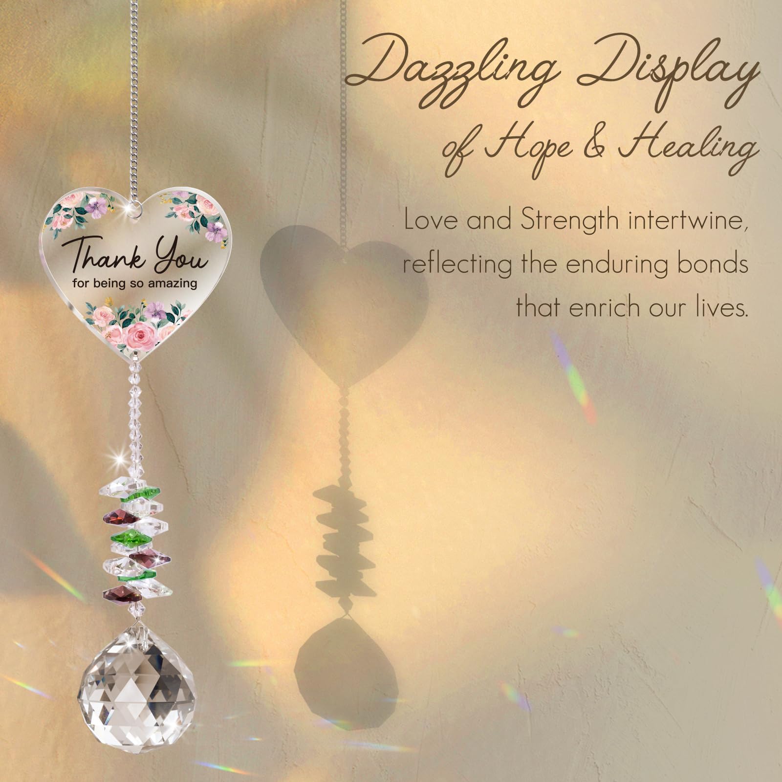 Teacher Gifts, Thank You Gifs for Women/Men/Colleagues, Crystal Sun-Catcher, Retirement Gifts for Women Thanks Present - Image 3