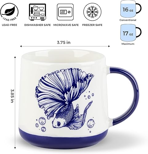 Miniatura 3 de AmorArc Juego de 4 tazas de café apilables de 8 onzas para hombre, mujer, papá, mamá, tazas de café de cerámica con patrones texturizados para