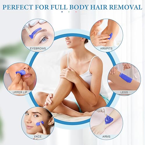 Miniatura 4 de Pinkiou Kit de depilación con cera para depilación, máquina de cera portátil con granos de cera dura para cabello grueso, bikini, ceja, axila,