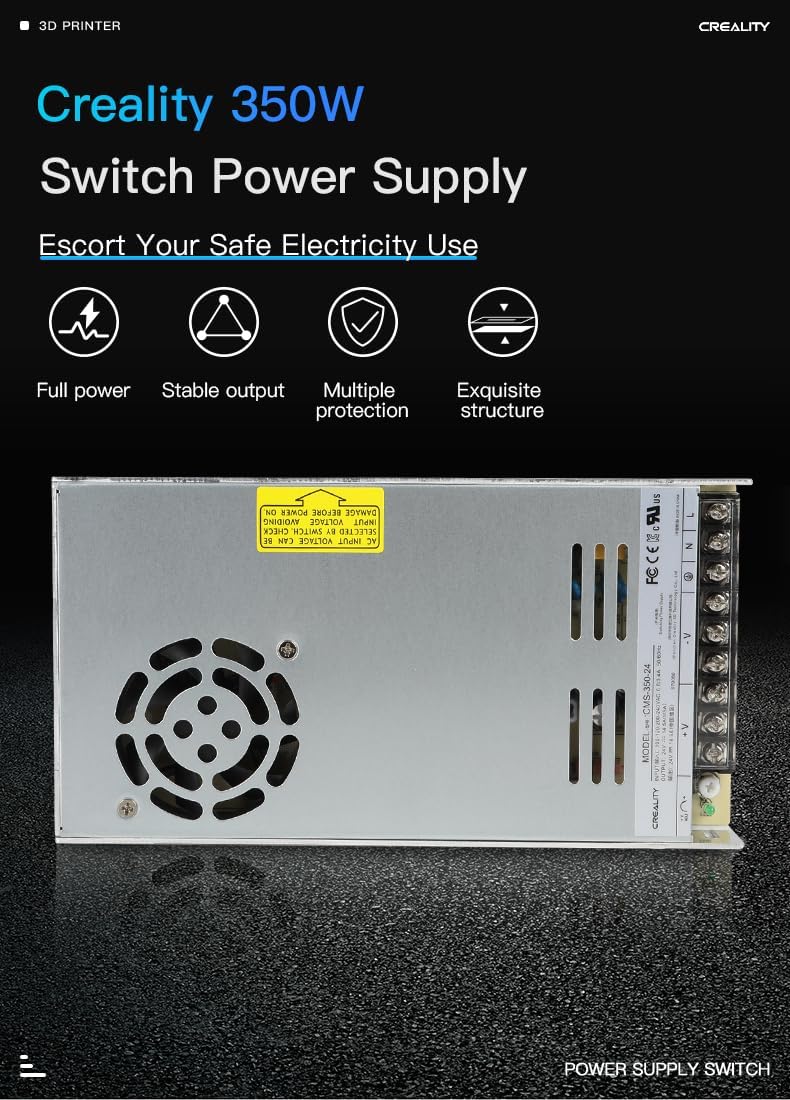 Creality Ender-3 V3 SE/KE 350W Power Supply, Safe and Reliable, 3D Printer Accessories for K1C/Ender-3 V2/3 Max Neo/3 Neo/3 S1/3 S1 Pro/Ender-3 S1 PLUS/K1/K1 SE/CR-10 SE