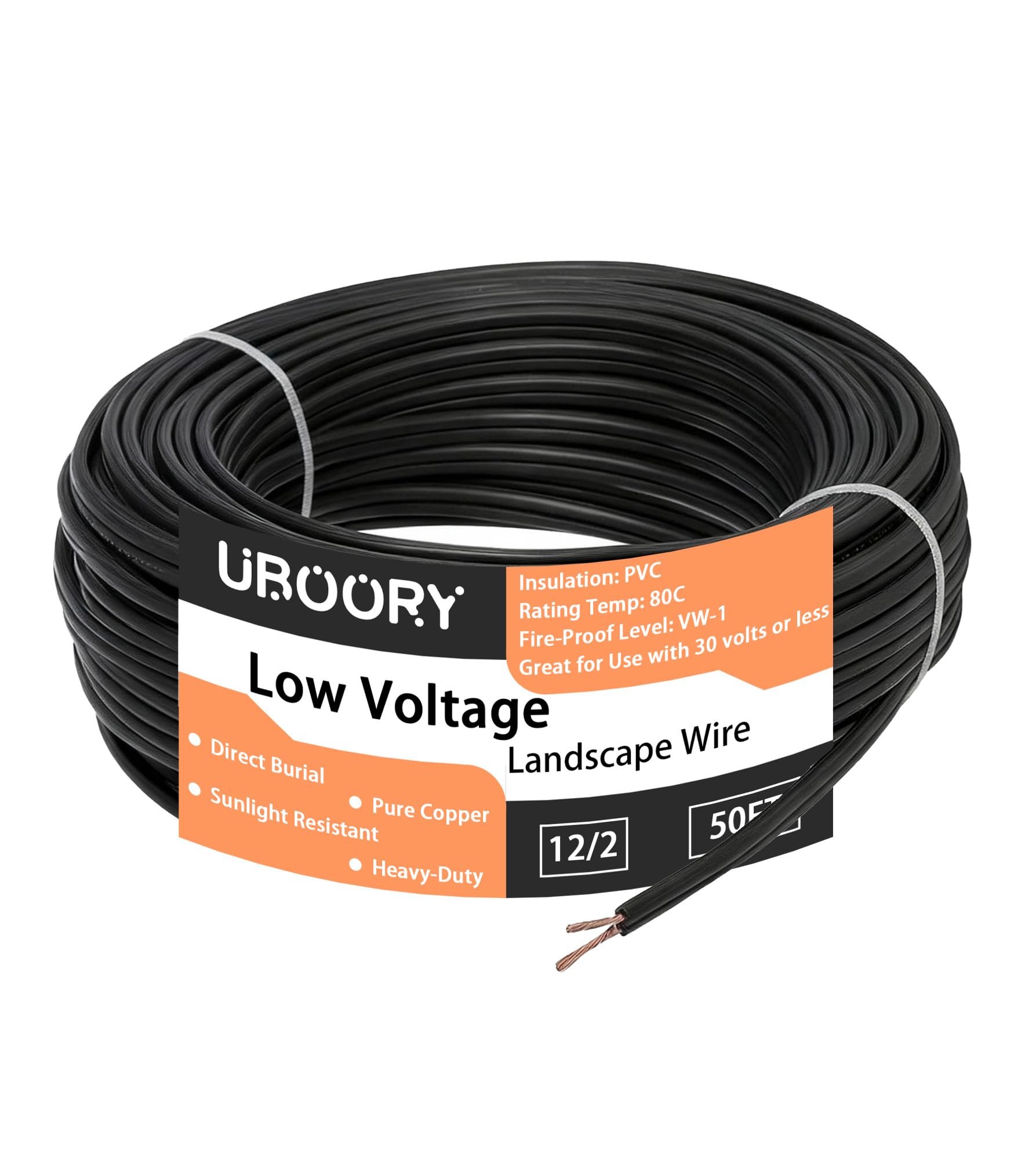 View 1 of 12/2 Low Voltage Landscape Wire, 12 Gauge Wire 2 Conductor 500 Feet, for Low Voltage, Outdoor Direct Burial Electrical Wire