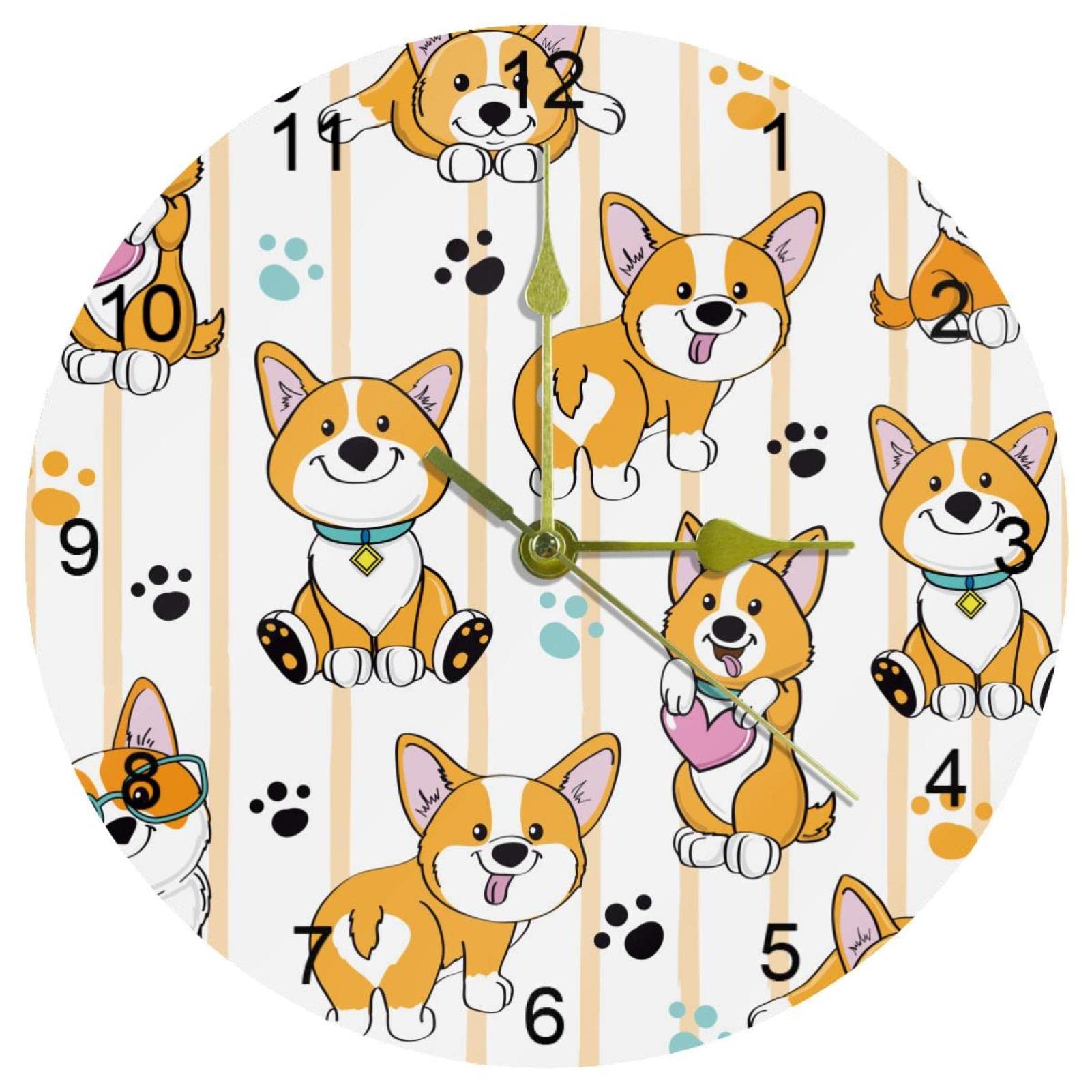 Horloge murale silencieuse Corgi pour éliminer le tic-tac de nuit