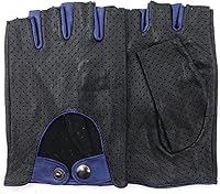 Vista 1 de ZLUXURQ Guantes de conducción de piel sin dedos suave y transpirable para hombre, piel de cordero prémium