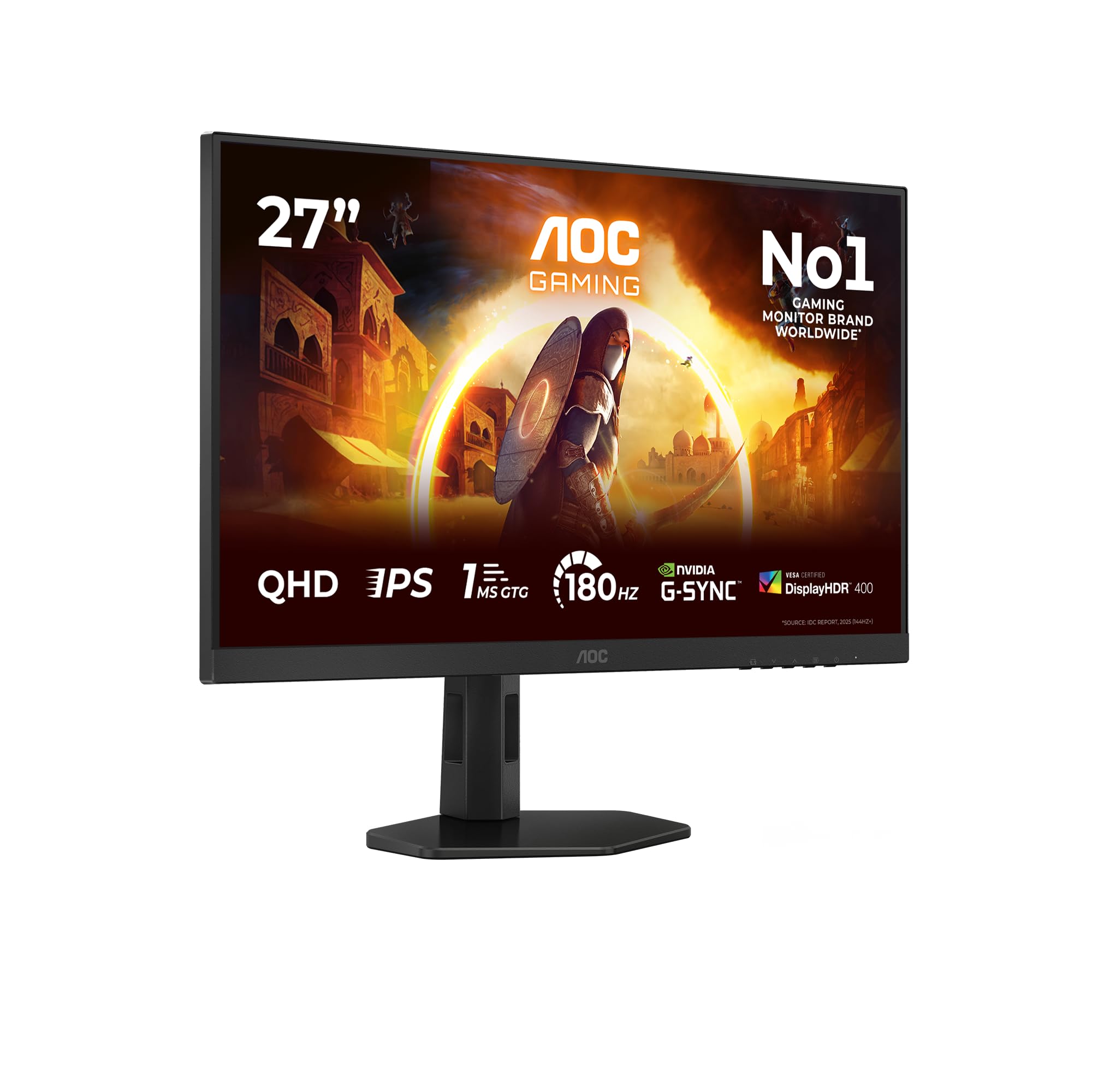 AOC Gaming Q27G4X - Monitor QHD, 27 pollici, 180 Hz, 1 ms, FreeSync. Prem., G-Sync comp., HDR400 (2560x1420, HDMI 2.0, DisplayPort 1.4) nero